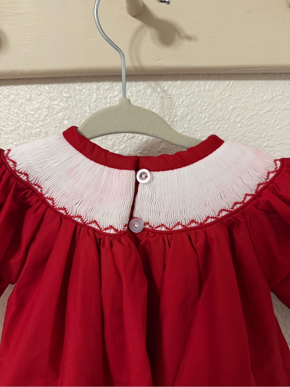 Red Smocked Santa Holiday Dress for Girls - Picture 4 of 5